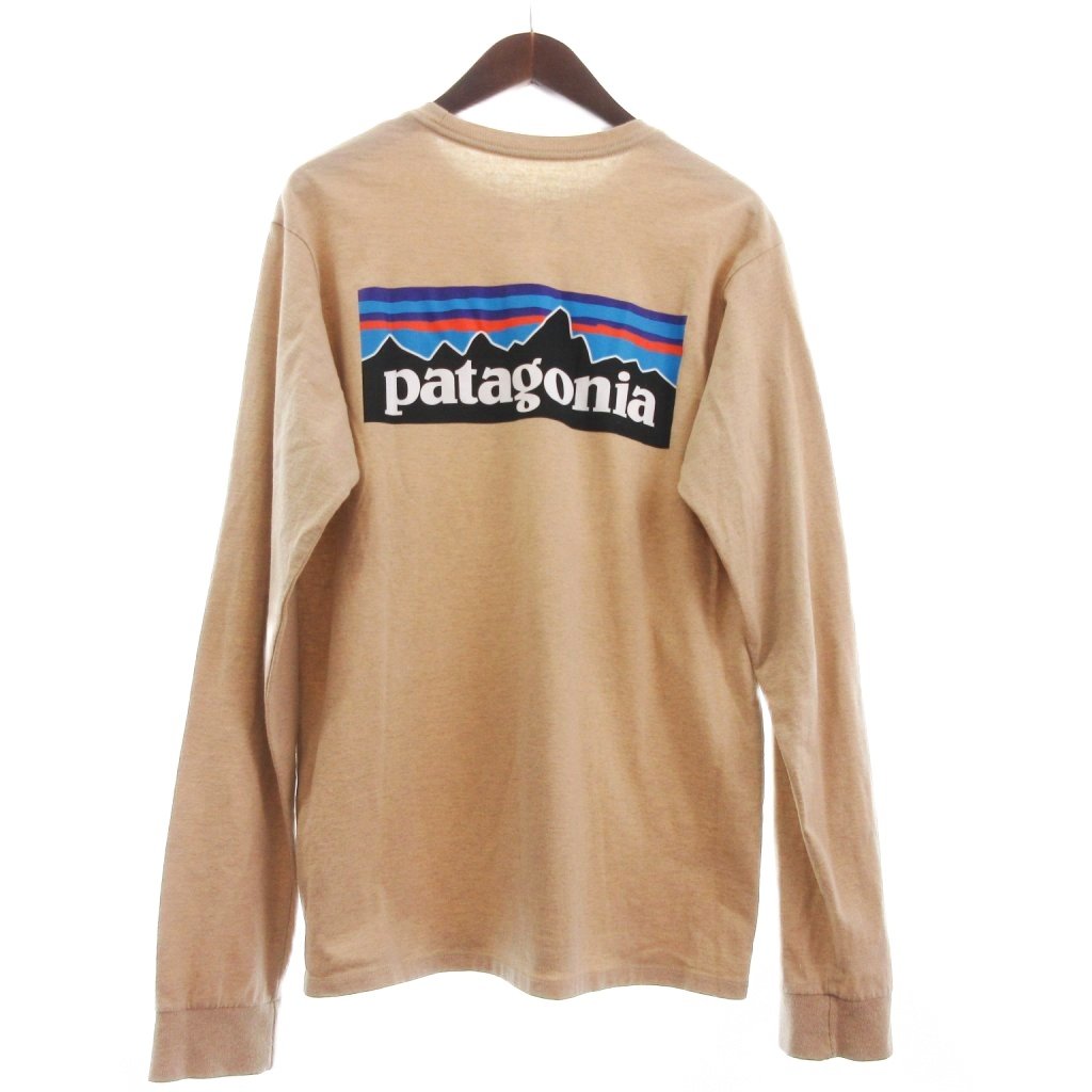 【中古】パタゴニア Patagonia Tシャツ カットソー 長袖 ロゴ プリント コットン 38518SP23 ベージュ S..