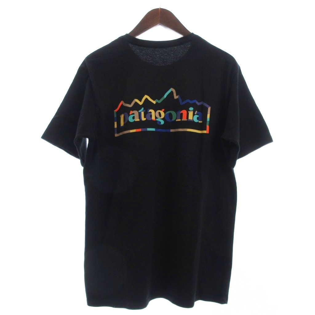 【中古】パタゴニア Patagonia Tシャツ カットソー 半袖 ロゴ プリント コットン 37768SP24 黒 ブラッ..