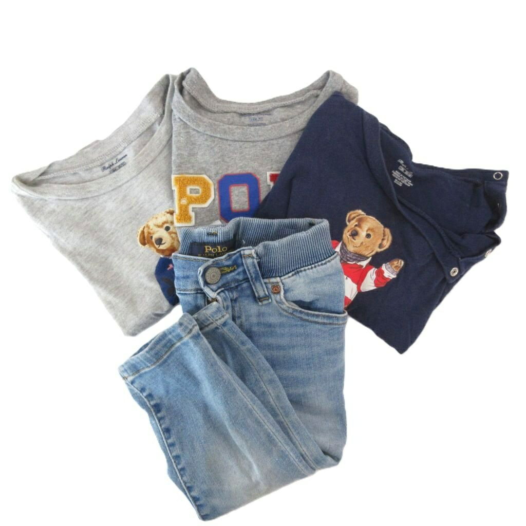 [중고] 랄프로렌 RALPH LAUREN 4점 세트 정리 T셔츠 반소매 컷소우 데님 팬츠 청바지 12 M-18 M멀티 칼라/ML 키즈 키즈 [벡터 헌옷] 260417
