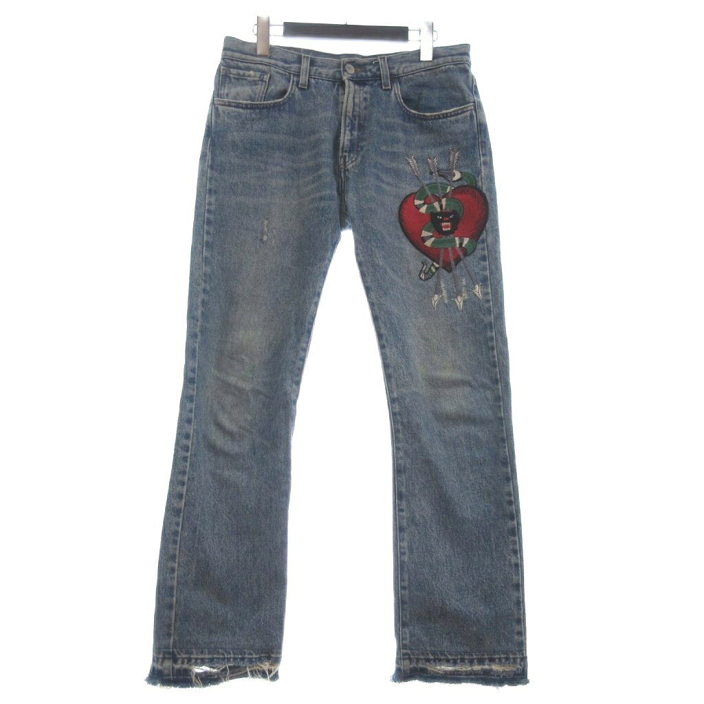 [중고] 구찌 GUCCI Embroidery 데님 팬츠 청바지 자수 코튼 452544 XR425 블루 블루 30 남성 [벡터 헌옷] 260219