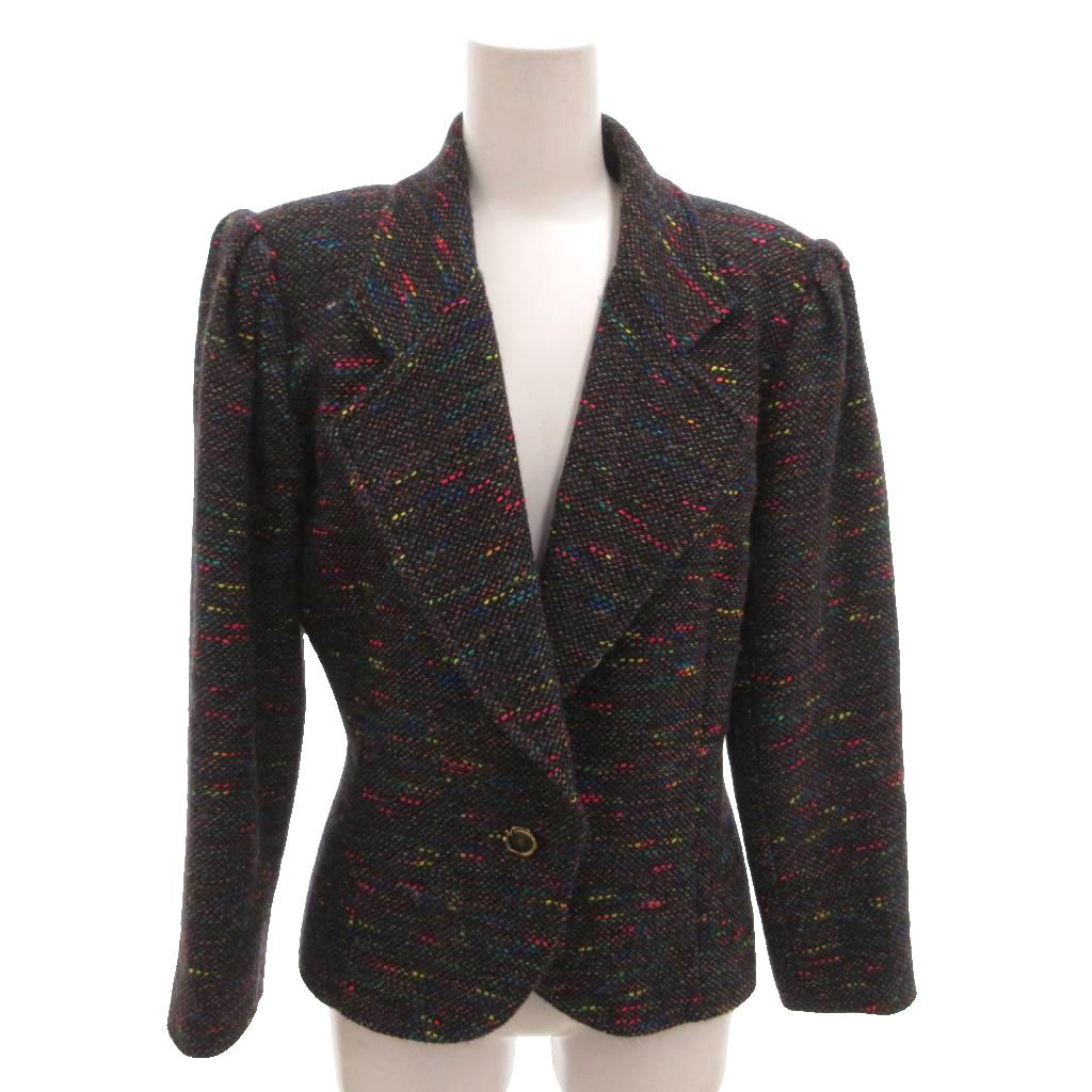 【中古】ウンガロ UNGARO テーラードジャケット ツイード ウール 7 黒 ブラック /FF レディース 【ベクトル 古着】 260410