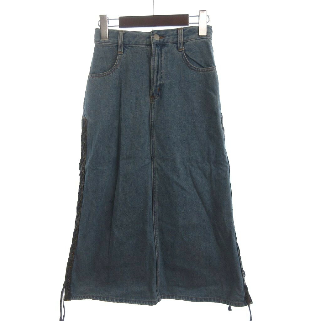 【中古】ラングラー WRANGLER デニムスカート ロング レースアップ 青 ブルー 140cm ■GY99 キッズ 【ベクトル 古着】 260403