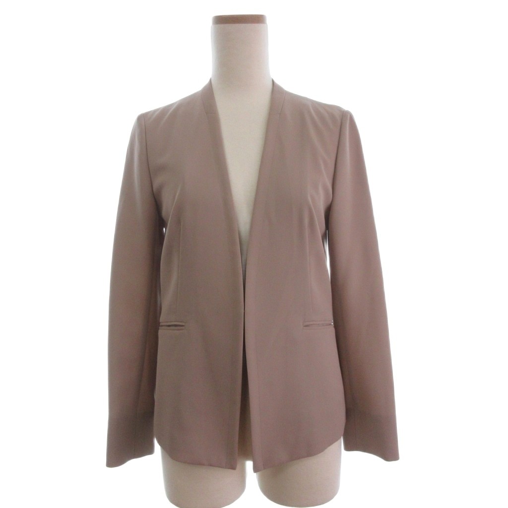 【中古】グリーンレーベルリラクシング ユナイテッドアローズ green label relaxing ノーカラージャケット ブレザー 裏地無し フックボタン ピンク系 36 レディース 【ベクトル 古着】 260418