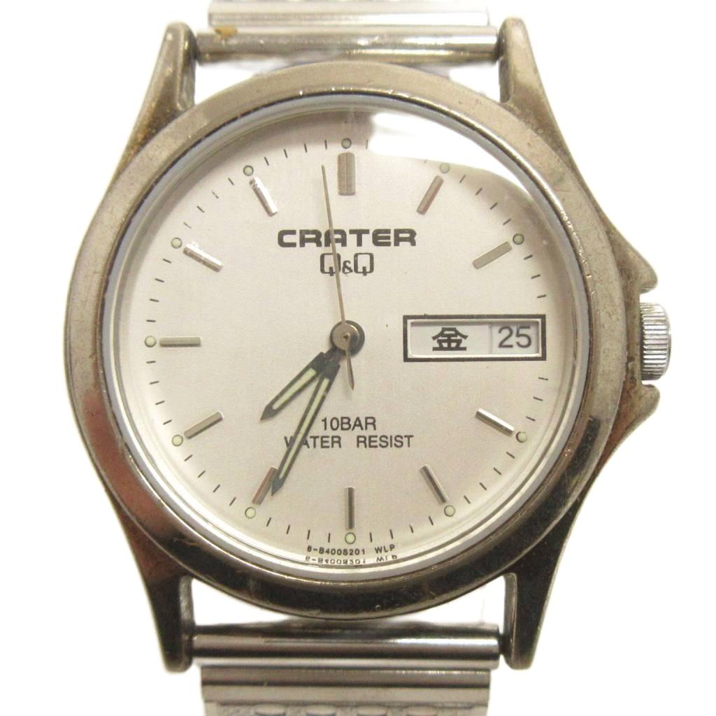 RADO - 【中古】シチズン CITIZEN CRATER Q&Q クオーツ 3針 デイト 文字盤白 シルバーカラー ウォッチ ジャンク ■GY99 メンズ 【ベクトル 古着】 260408