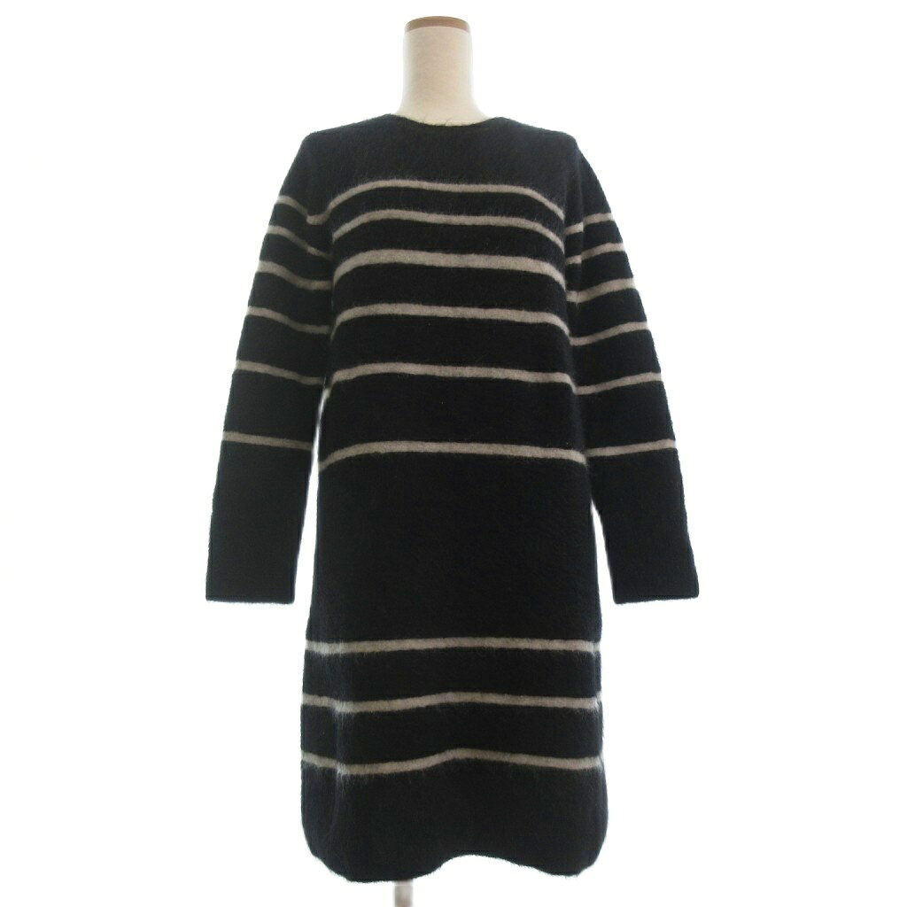 Rakuten - 【中古】Sマックスマーラ 'S Max Mara ニットワンピース ひざ丈 長袖 ボーダー 黒 ブラック L レディース 【ベクトル 古着】 260409