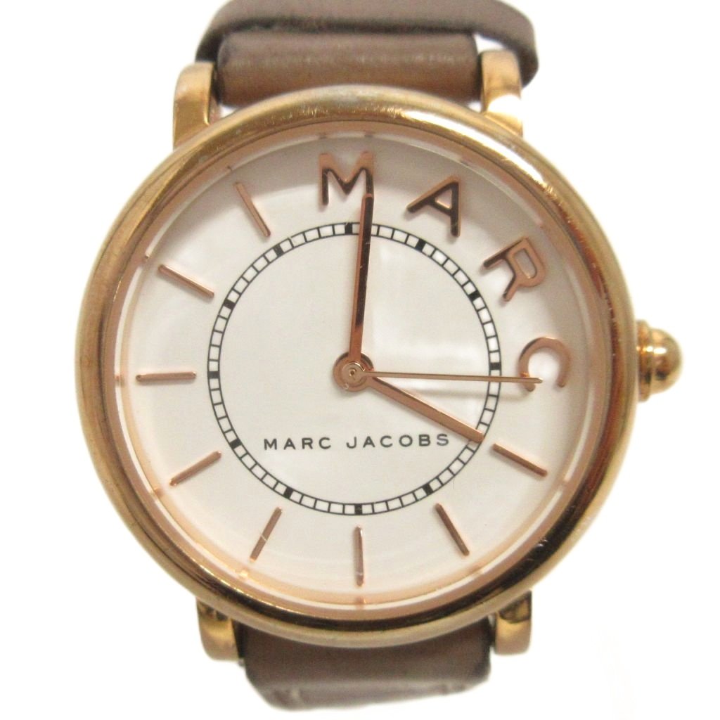 【中古】マークジェイコブス MARC JACOBS ロキシー 腕時計 アナログ 3針 MJ1538 レザー 文字盤 白 茶 ブラウン ウォッチ ■OOM レディース 【ベクトル 古着】 260515