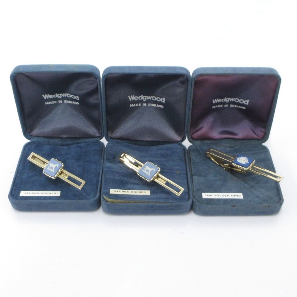 Men'S Accessories - 【中古】ウェッジウッド WEDGWOOD ジャンク品 3点セット まとめ ネクタイピン ホースモチーフ 帆船モチーフ シルバーカラー ライトブルー /JS ■GY99 メンズ 【ベクトル 古着】 260503