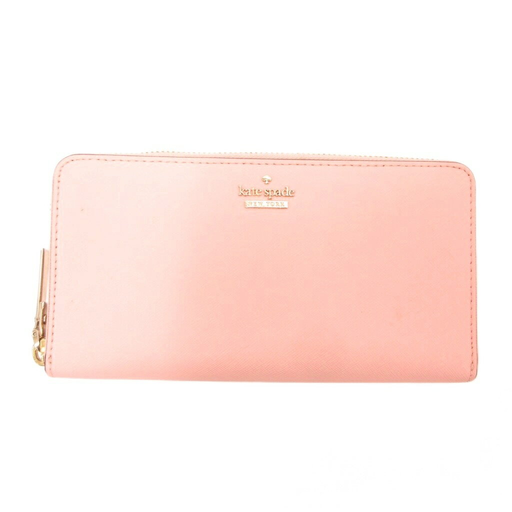 【中古】ケイトスペード KATE SPADE 長財布 ウォレット ラウンドファスナー レザー ピンク /JS レディース 【ベクトル 古着】 260516