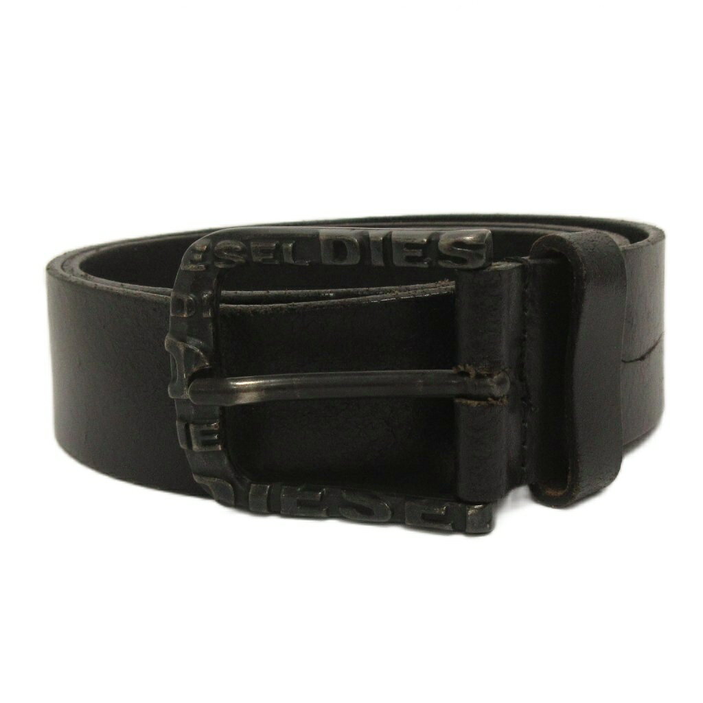ディーゼル DIESEL BELT MINO4 X05110 ロゴバックル レザーベルト 黒 ブラック 95/38 メンズ  260502
