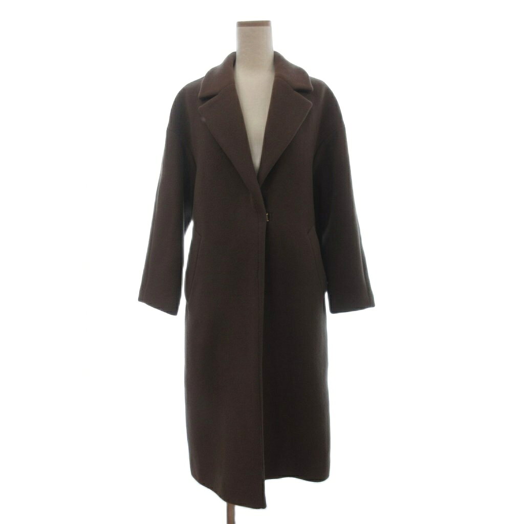 グリーンレーベルリラクシング ユナイテッドアローズ green label relaxing FAbRICA TESSUTI FFC コートロング丈 ウール カシミヤ混 茶 ブラウン 36 ■GY99 レディース  260520