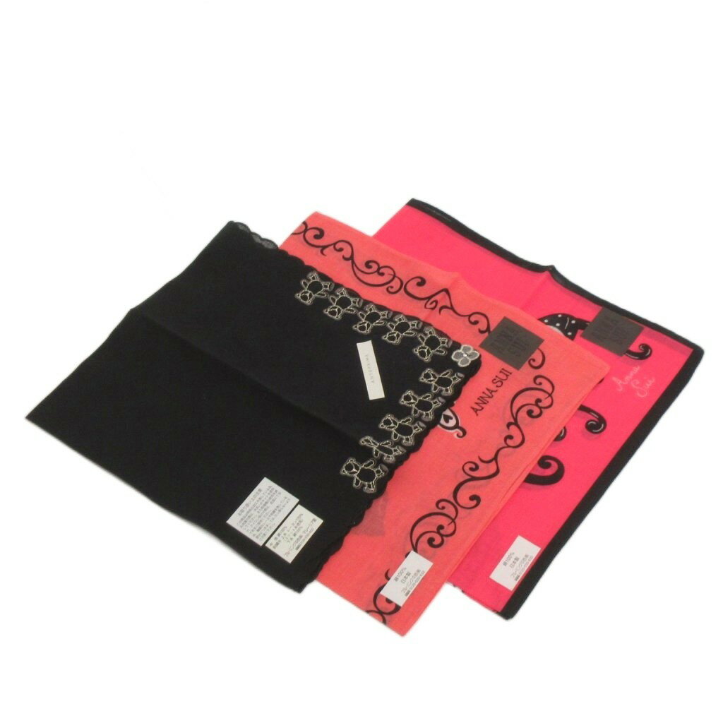 【中古】未使用品 アナスイ ANNA SUI ANTEPRIMA 3点 セット ハンカチ ピンク 黒 ブラック ■OOM レディース 【ベクトル 古着】 260521