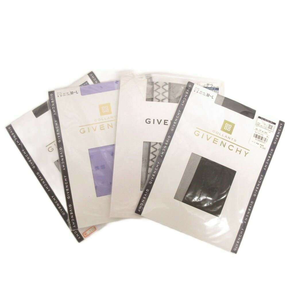 乐天商城 - 【中古】未使用品 ジバンシィ GIVENCHY 未開封 4点セット ストッキング タイツ ジャガード ロゴプリント ワンポイント 黒 紫 ブラック パープル M-L ■GY99 レディース 【ベクトル 古着】 260522