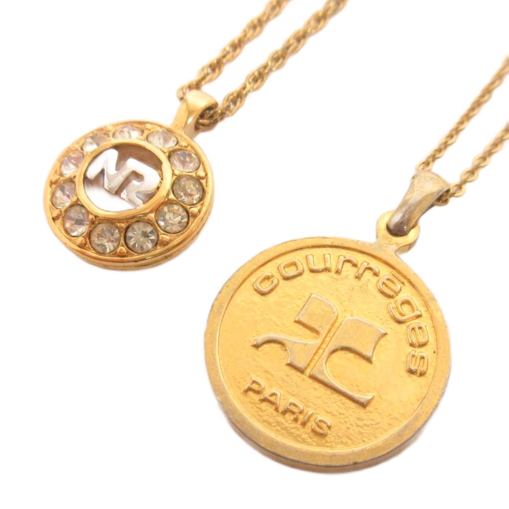 Yellow - 【中古】ニナリッチ NINA RICCI クレージュ Courreges 2点 セット まとめ ネックレス ペンダント ストーン装飾 コイン ゴールドカラー ■GY99 レディース 【ベクトル 古着】 260528