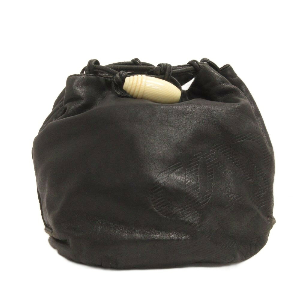 樂天商城 - 【中古】ロエベ LOEWE アナグラム ショルダーバッグ 巾着型 レザー 黒 ブラック レディース 【ベクトル 古着】 260528