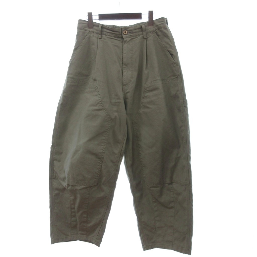 イズネス is-ness 美品 26SS Double-Knee Balloon Painter Pants パンツ ロング ジッパーフライ ワイド ダブルニー 緑 グリーン M メンズ  260527