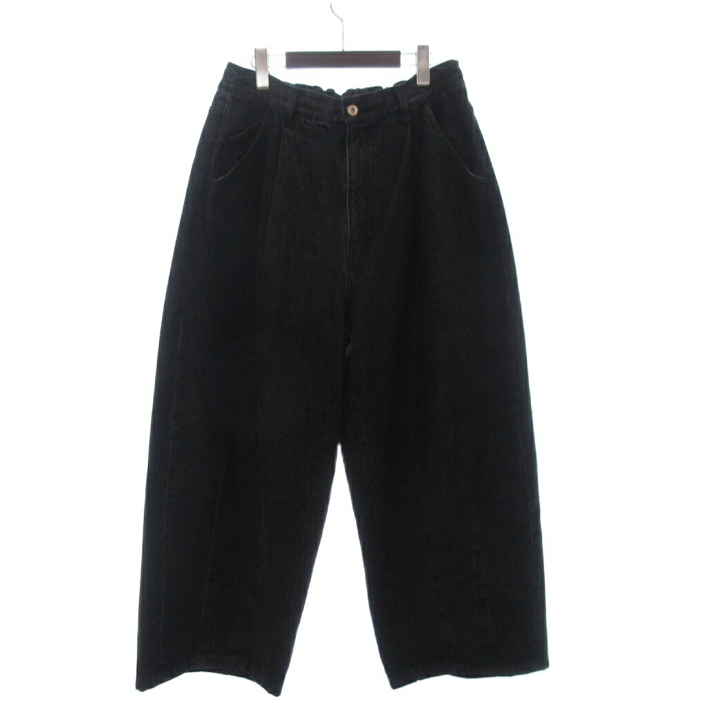 イズネス is-ness 美品 5PK BALLOON PANTS デニムパンツ ジーンズ ジッパーフライ ワイド 黒 ブラック M メンズ  260527