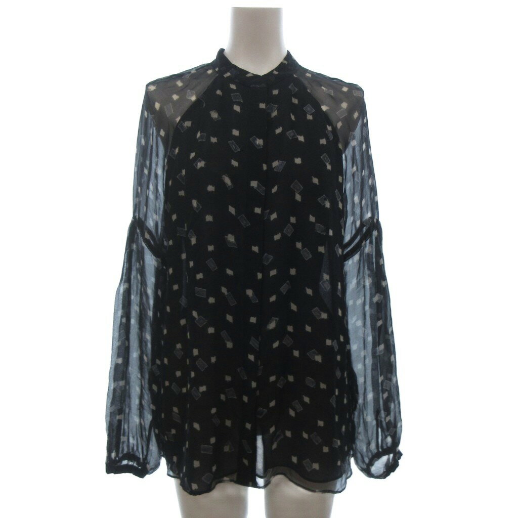 マッシモドゥッティ Massimo Dutti シアー ブラウス シャツ 長袖 黒 ネイビー系 40 レディース  260702