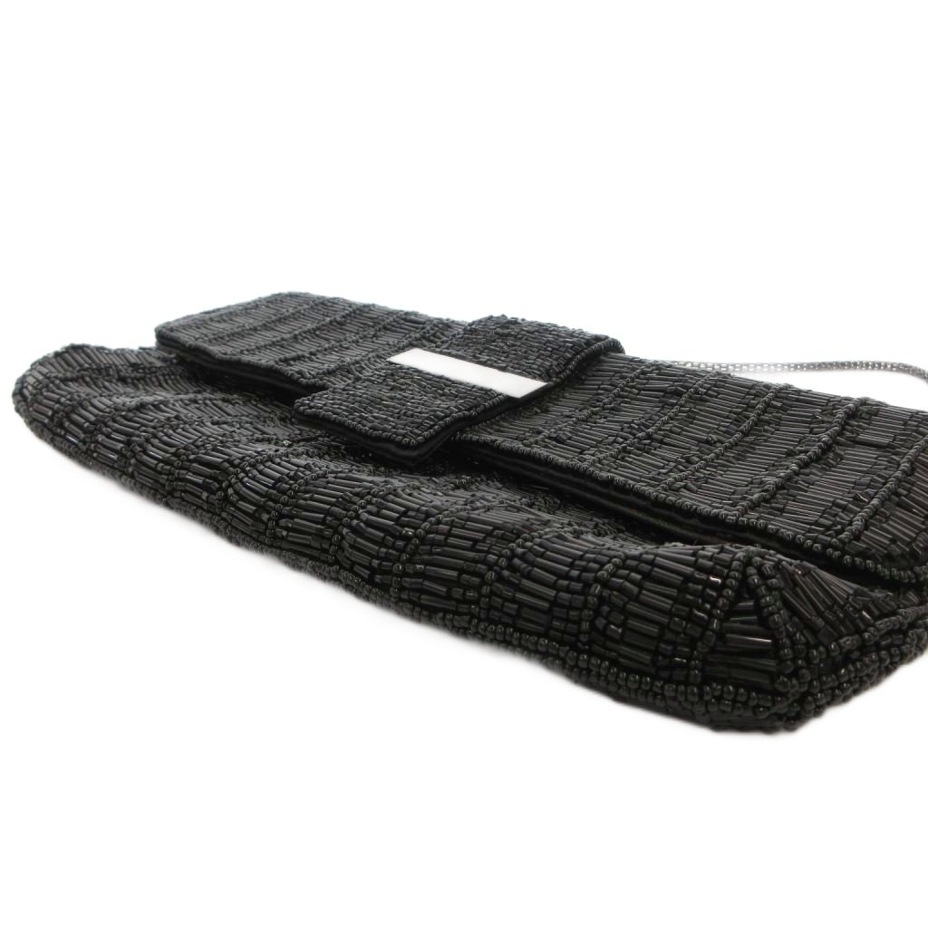 【中古】23区 オンワード樫山 2WAY ビーズバッグ ハンド クラッチ 黒 ブラック フラップ チェーンストラップ /NU ■GY99 レディース 【ベクトル 古着】 260909 auc-vector-21259340 ブランド古着の買取販売ベクトル サンプル画像3