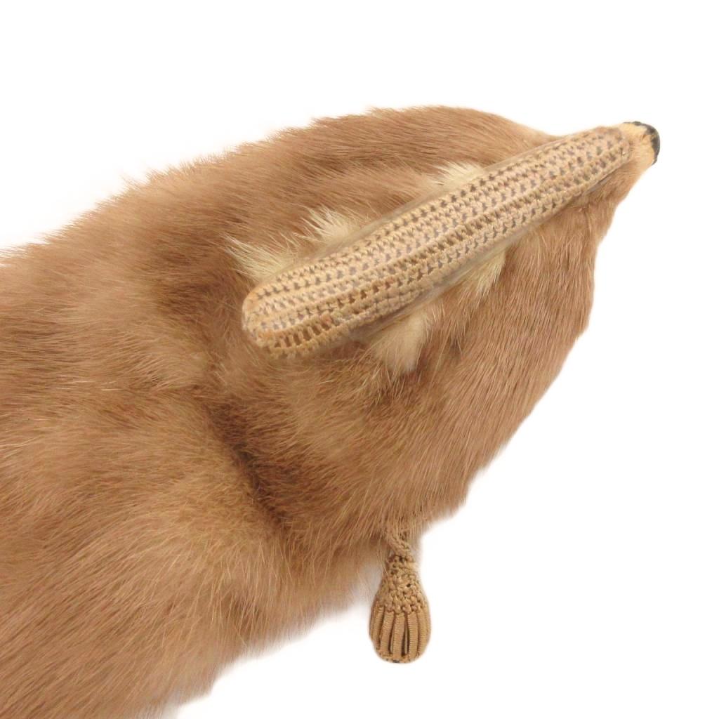 【中古】美品 ノーブランド ティペット マフラー 顔付き クリップ 茶 ブラウン 小...