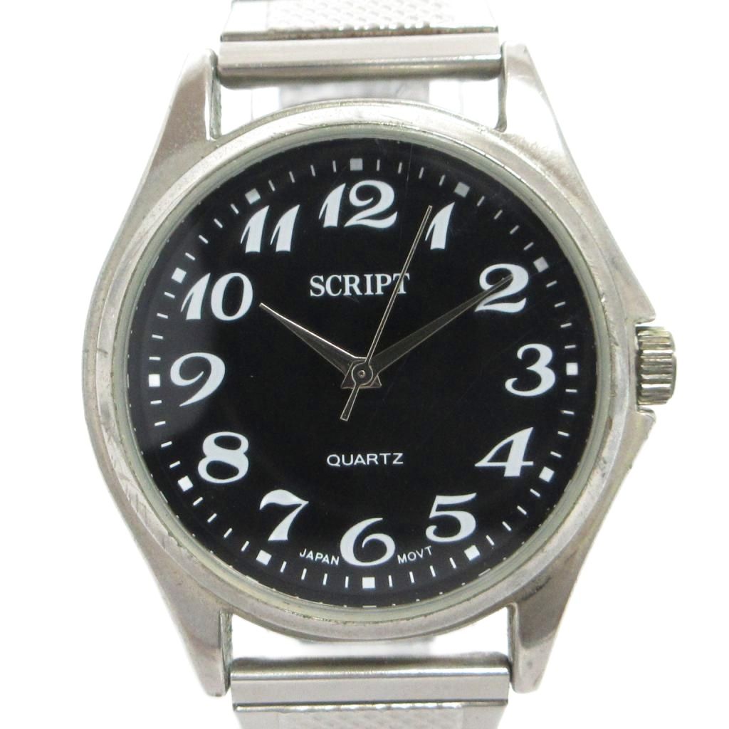 【中古】ジェイアクシス J-AXIS SCRIPT クォーツ 腕時計 黒文字盤 シルバーカラー ジャンク ■GY99 メンズ 【ベクトル 古着】 260919