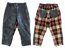 ジュンヤワタナベ JUNYA WATANABE AD2013 クロップドパンツ レザー切替し ウールチェック コムデギャルソン COMME des GARCONS 黒 茶 S ★★ レディース 【中古】【ベクトル 古着】 170620 ブランド古着ベクトルプレミアム店