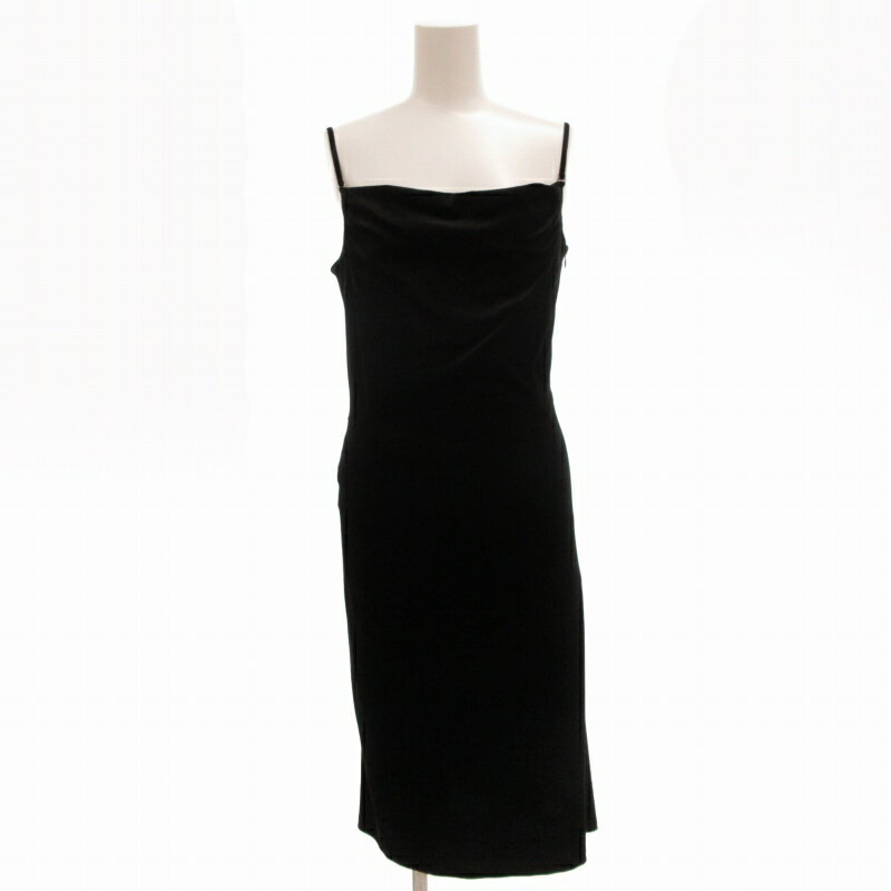 【中古】ロートレアモン LAUTREAMONT キャミソールワンピース ベロア ひざ丈 2 M 黒 ブラック /HD 1108 レディース 【ベクトル 古着】 241108