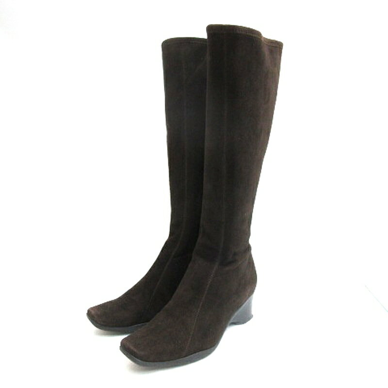 【中古】銀座ヨシノヤ yoshinoya スエード ロング ブーツ 21.5cm ブラウン 250227E 靴 レディース 【ベクトル 古着】 250227