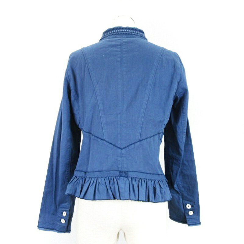 【中古】ヒロコビス HIROKO BIS 異素材 フリル 製品染め ジャケット 9 ブルー 250401E レディース 【ベクトル 古着】 250401