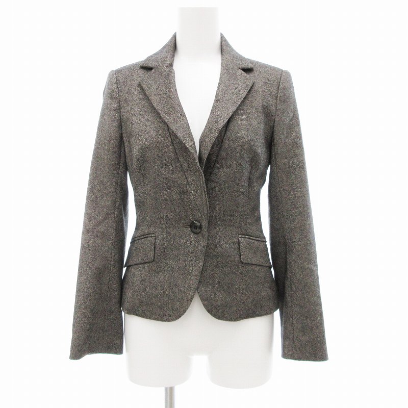 【中古】エムプルミエ M-Premier ジャケット ノッチドラペル シルク混 カシミヤ混 カシシル混 34 グレー /JS レディース 【ベクトル 古着】 250403