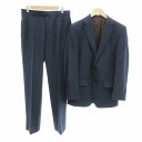 【中古】STOVEL&MASON ストライプ セットアップ スーツ シングル ジャケット パンツ 2B ウール 92Y5 ネイビー /JS メンズ 【ベクトル ...