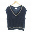 【中古】ユナイテッドアローズ UNITED ARROWS ニット ベスト プルオーバー ライン Vネック 紺 ネイビー /HO□ 0416 ■GY14 メンズ ...