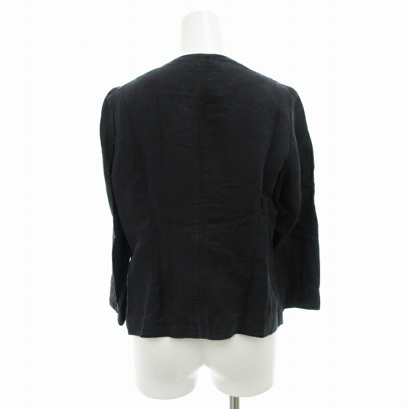 【中古】ラピスビームス LAPIS BEAMS ノーカラージャケット 36 S 黒 ブラック ■GY14 /AE レディース 【ベクトル 古着】 250508
