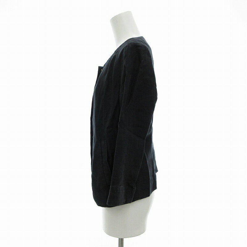 【中古】ラピスビームス LAPIS BEAMS ノーカラージャケット 36 S 黒 ブラック ■GY14 /AE レディース 【ベクトル 古着】 250508