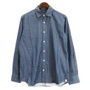 【中古】マッキントッシュ ロンドン MACKINTOSH LONDON 総柄 シャツ 長袖 ネイビー M 250516E メンズ 【ベクトル 古着】 250516(4)