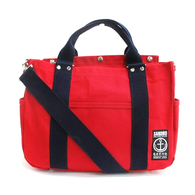 【中古】尾道帆布 SAIKOBO トートバッグ ショルダー レッド 250516E 鞄 レディース 【ベクトル 古着】 250516