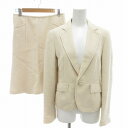 【中古】23区 オンワード樫山 セットアップ スカートスーツ フォーマル テーラードジャケット ひざ丈 背抜き 1B ステッチ 38 40 M 白 アイボリー ...