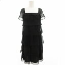 【中古】アンタイトル UNTITLED ワンピース 半袖 フリル ひざ丈 2 M 黒 ブラック /OU レディース 【ベクトル 古着】 250620
