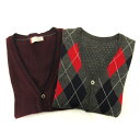 【中古】メンズメルローズ MEN'S MELROSE メンズ ビギ MENS BIGI 2点セット ニット カーディガン 長袖 Vネック アーガイル柄 リバーシ...