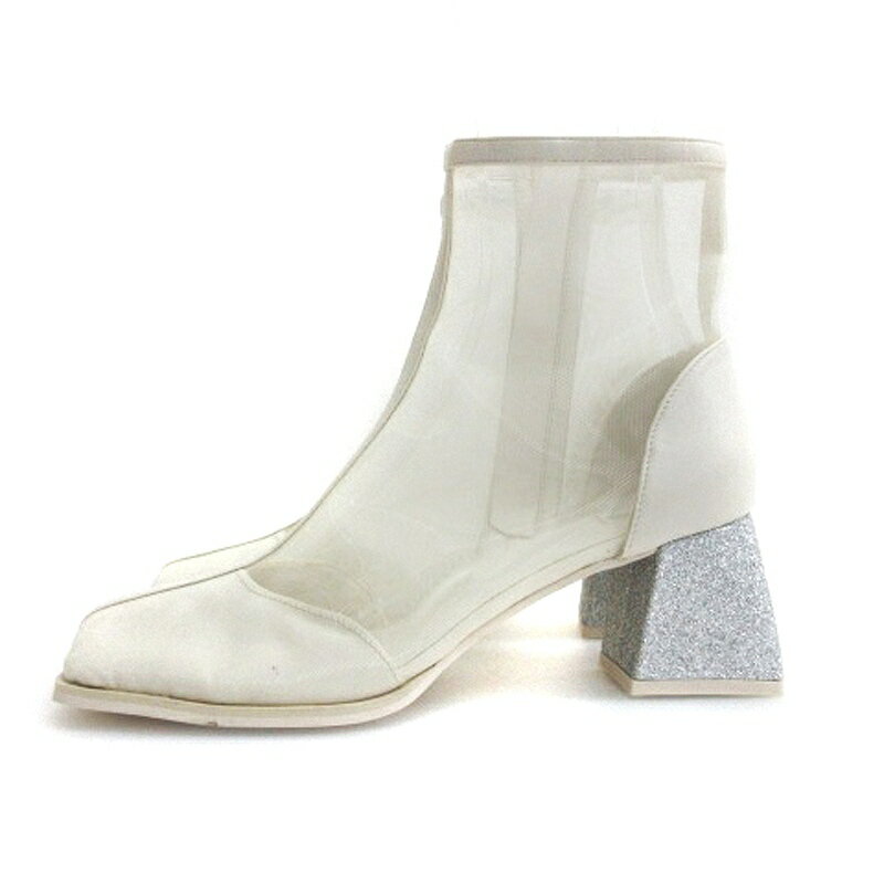 【中古】ハレ HARE ラメヒール メッシュブーツ ホワイト M 250710E レディース 【ベクトル 古着】 250710(4)