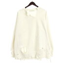 【中古】アンセルム ANCELLM CRASH SWEAT SHIRT トレーナー スウェット クラッシュ ペイント加工 裏起毛 ANC-CT03 ホワイト one メンズ 【ベクトル 古着】 250619