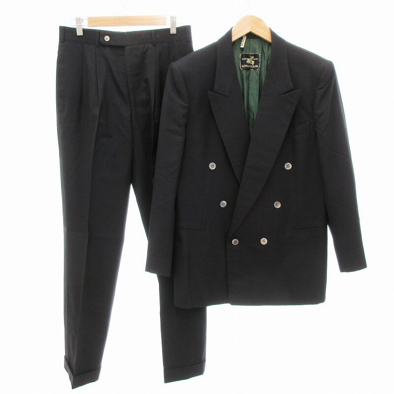 【中古】GINZA TAILOR スーツ セットアップ ジャケット ブレザー パンツ ダブル ダークネイビー /JS ■GY99 メンズ 【ベクトル 古着】 250730