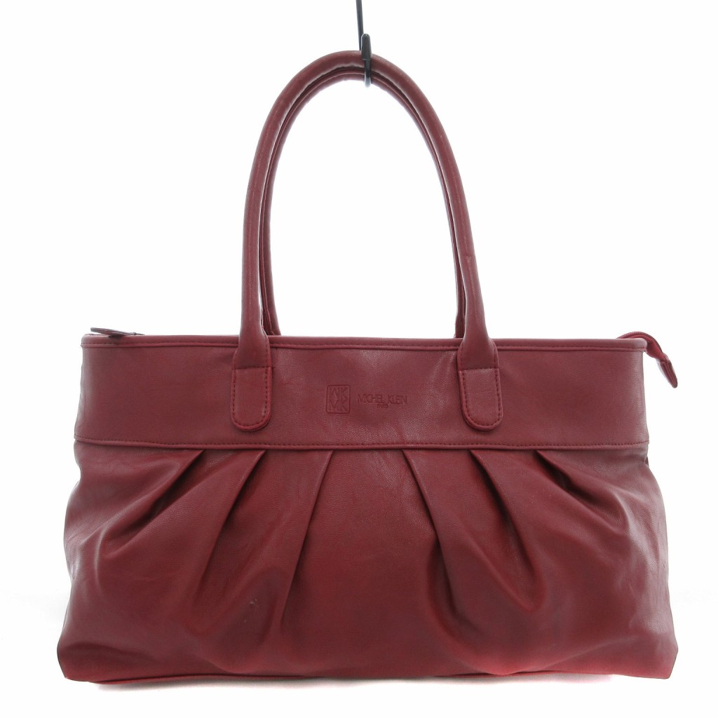 【中古】ミッシェルクラン MICHEL KLEIN ハンドバッグ トート レザー ロゴ 赤 ワインレッド /FT ■GY99 ..