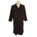【中古】SEWING さえ セットアップ ジャケット スカート ひざ丈 兎柄 総柄 ブラック レッド レディース 【ベクトル 古着】 250912