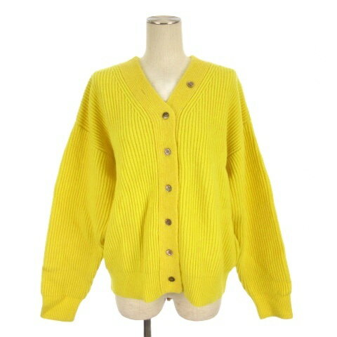 【中古】未使用品 ミューニック Munich 良品 ニット カーディガン 長袖 Vネック 厚手 ウール混 イエロー S レディース 【ベクトル 古着】 250912