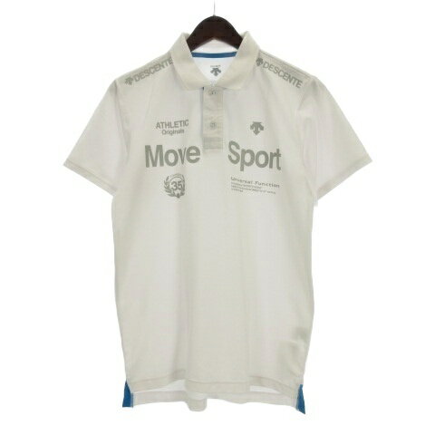 【中古】デサント DESCENTE ポロシャツ 半袖 プリント スポーツウェア ホワイト L 250918E メンズ 【ベクトル 古着】 250918(4)