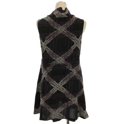 【中古】ヒロコビス HIROKO BIS ニット チュニック ノースリーブ チェック 11 ブラック系 251110E レディース 【ベクトル 古着】 251110