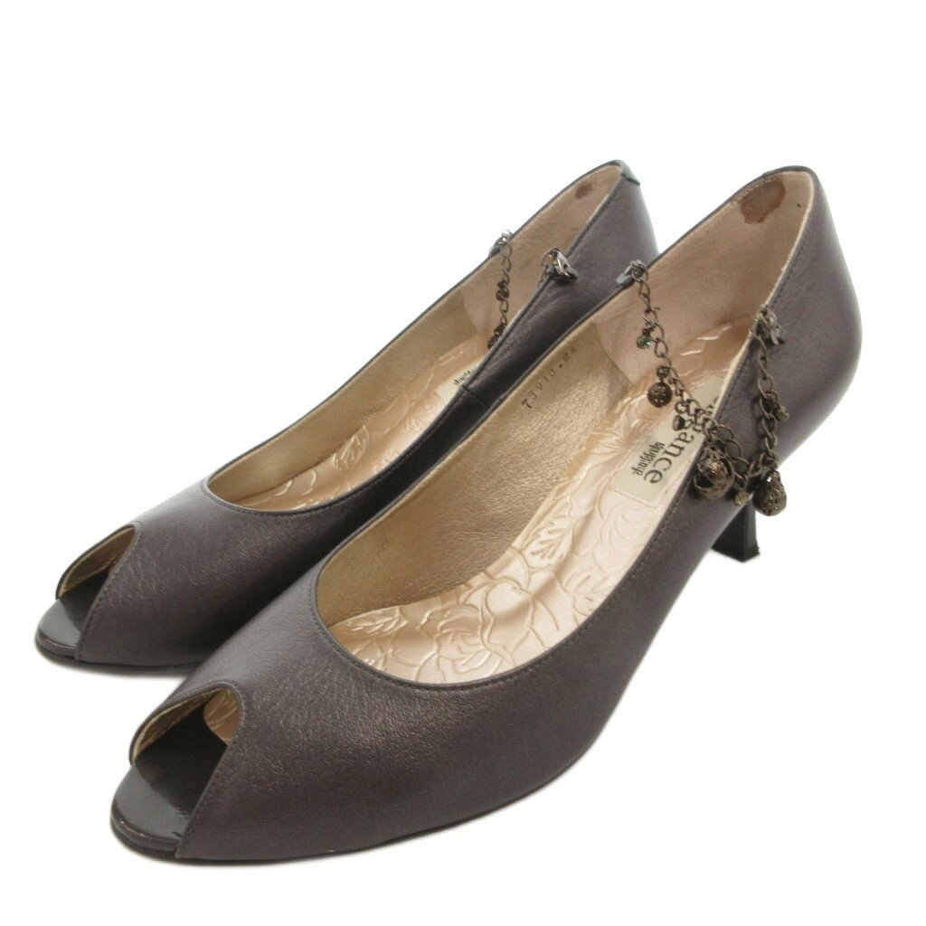 【中古】ヒミコ 卑弥呼 パンプス ストラップ 24 グレー オープントゥ /FF 【ベクトル 古着】 251031