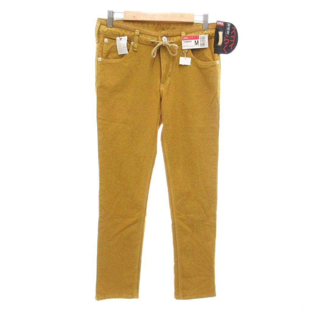 【中古】未使用品 エドウィン EDWIN タグ付き Jerseys パンツ テーパード イージー M マスタード イエロー 黄色 ジップフライ /IU レディース 【ベクトル 古着】 251115