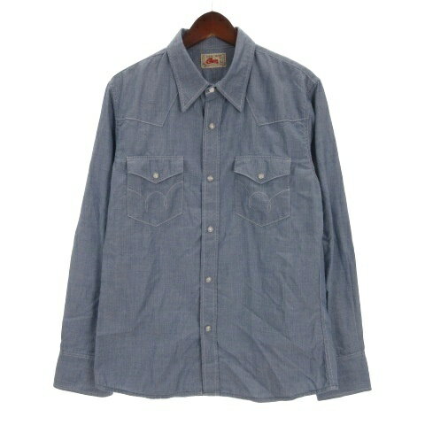 【中古】エドウィン EDWIN ウエスタン シャツ 長袖 ブルー L 251111E メンズ 【ベクトル 古着】 251111