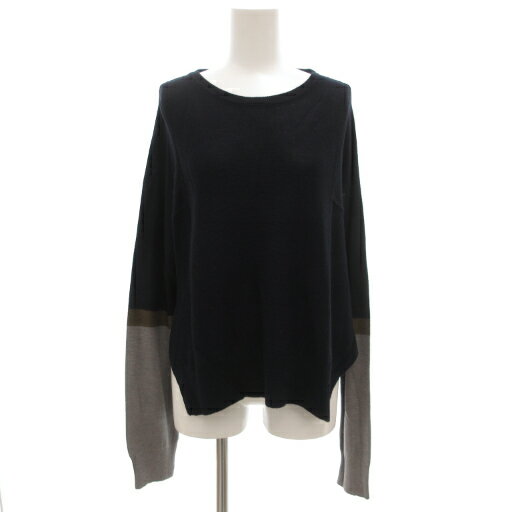 【中古】ミューニック Munich 長袖ニット カットソー プルオーバー 薄手 紺 ネイビー グレー /GV レディース 【ベクトル 古着】 251120